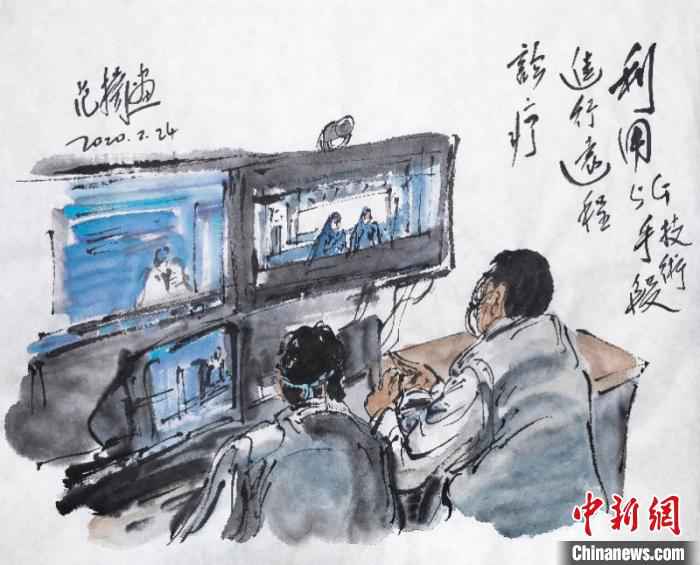 范扬“抗疫”作品 吴爱华 供图 摄 “为奥运喝彩”艺术总顾问范扬创作100多幅“战疫”画作